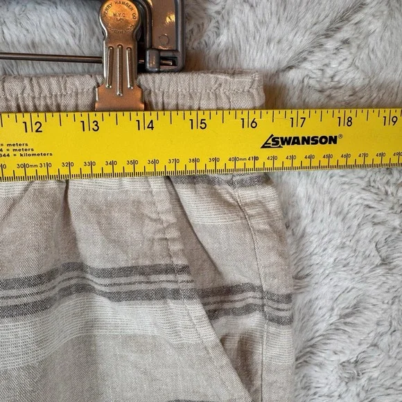 Old Navy Linen Striped Jogger Shorts Tan‎ Brown Size M Elastic Waist High Rise - Picture 8 of 13